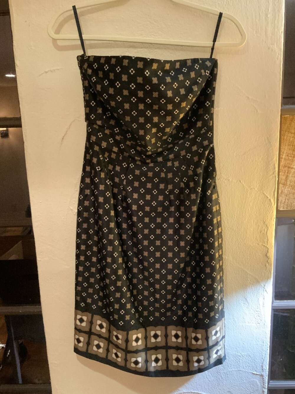 Banana Republic Strapless Geometric Print Silk Blend Dress Size 0